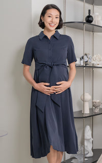 Harmony Nursing Shirtdress in Navy