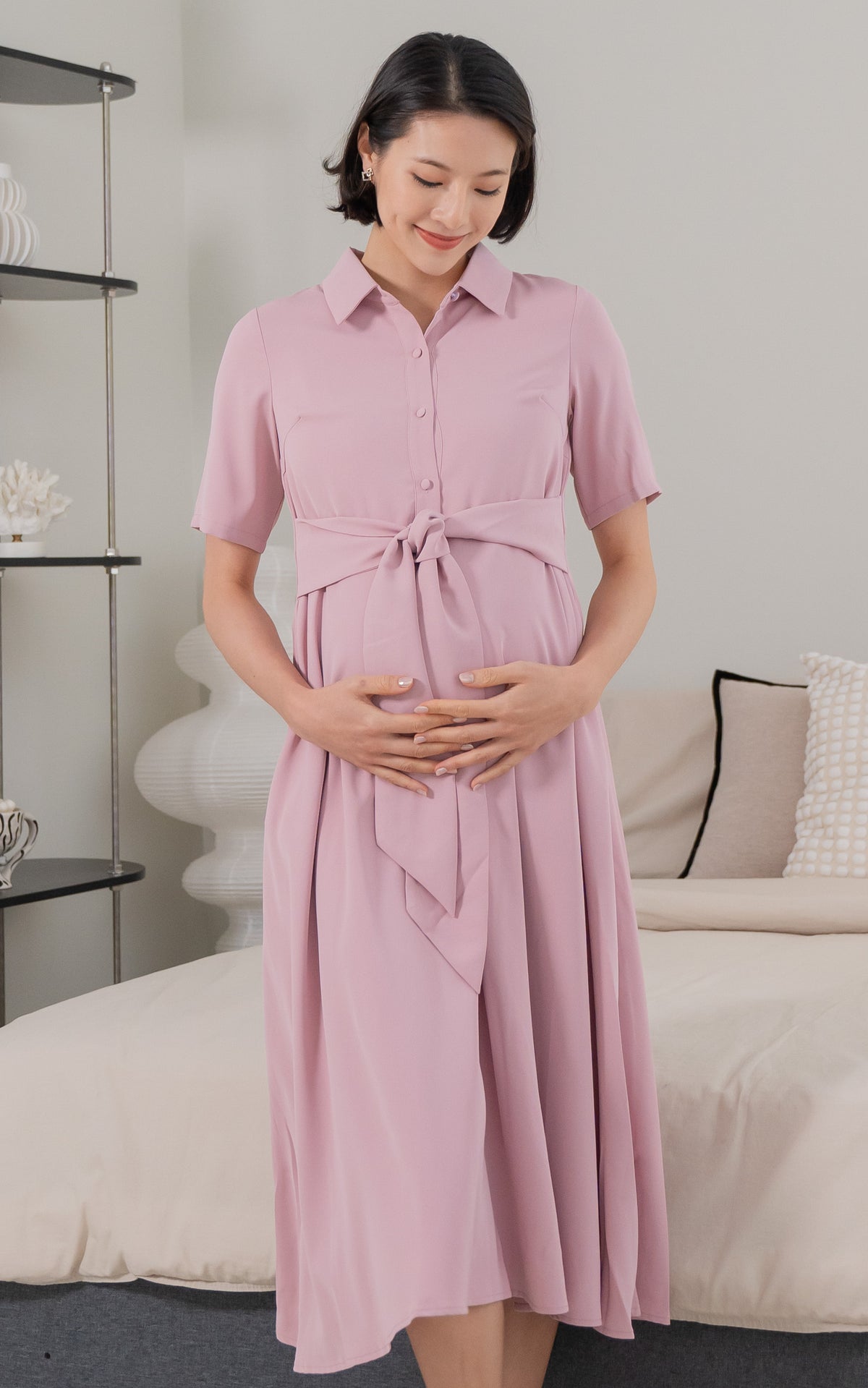 Harmony Nursing Shirtdress in Pink