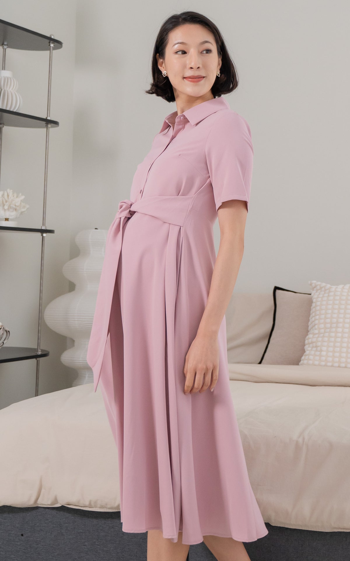 Harmony Nursing Shirtdress in Pink