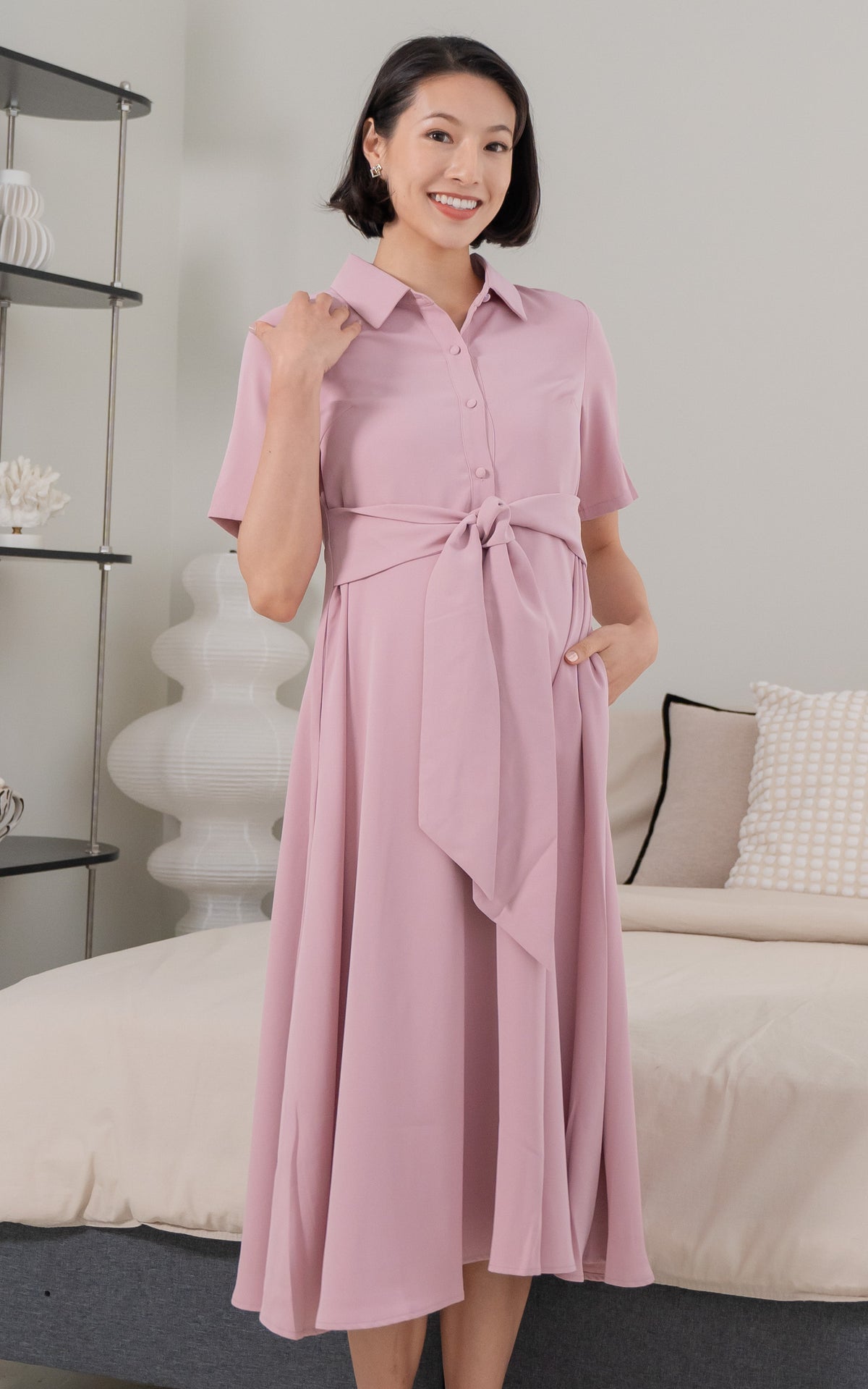 Harmony Nursing Shirtdress in Pink