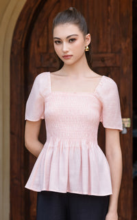 Hattie Smocked Sweetheart Nursing Top in Pink