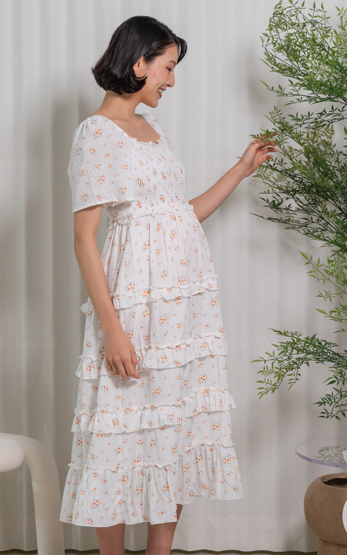 Haven Floral Nursing Dress in White