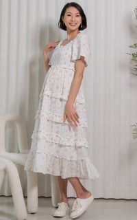 Haven Floral Nursing Dress in White