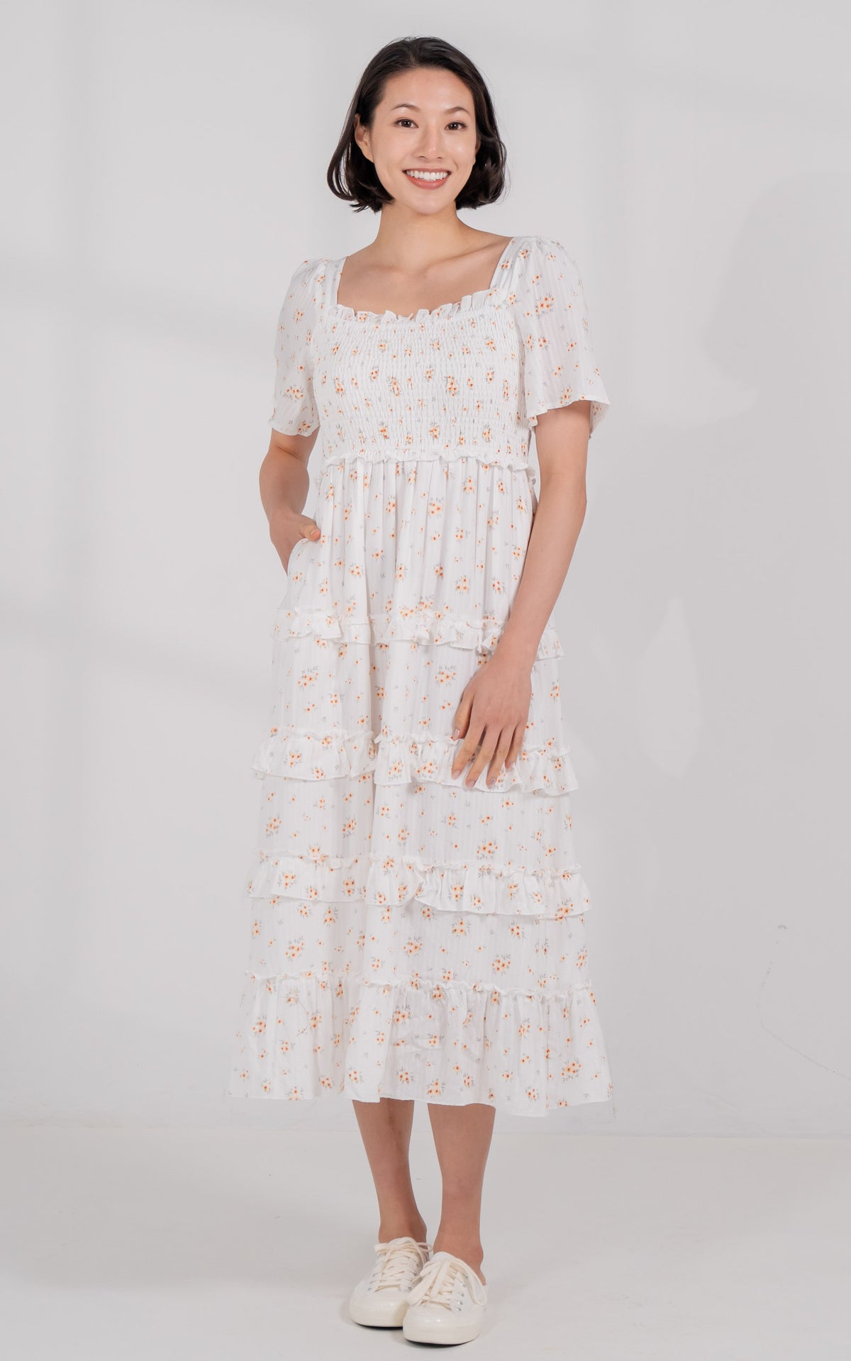 Haven Floral Nursing Dress in White