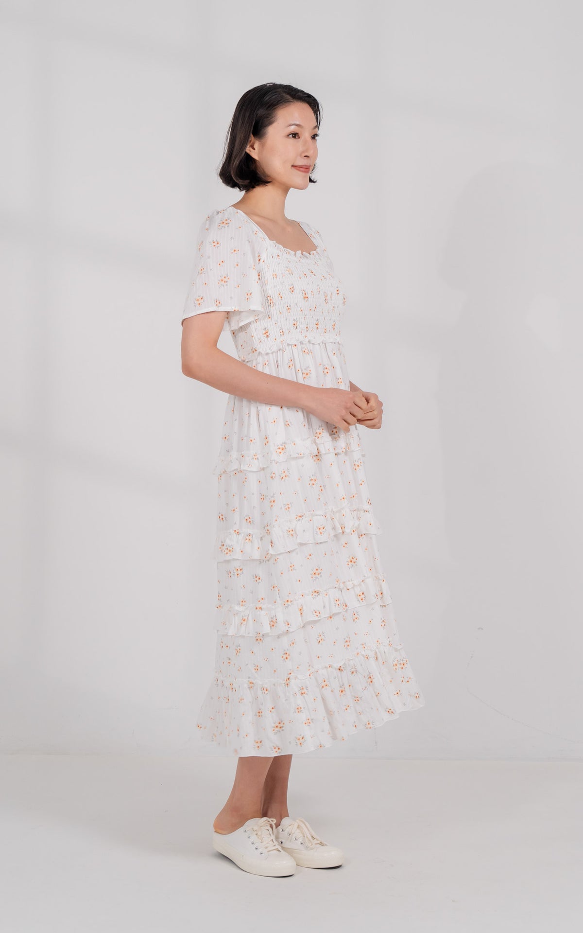 Haven Floral Nursing Dress in White