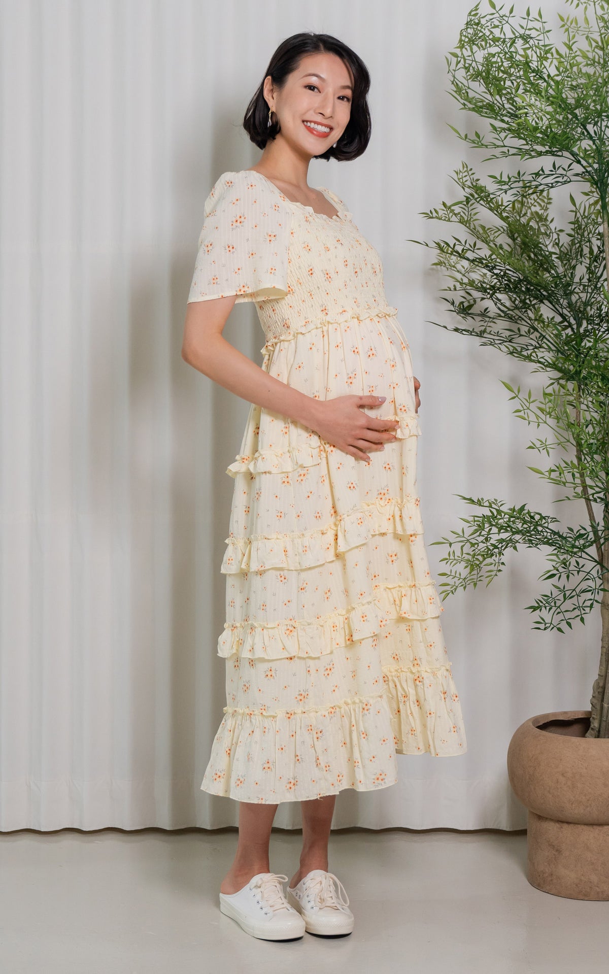 Haven Floral Nursing Dress in Yellow