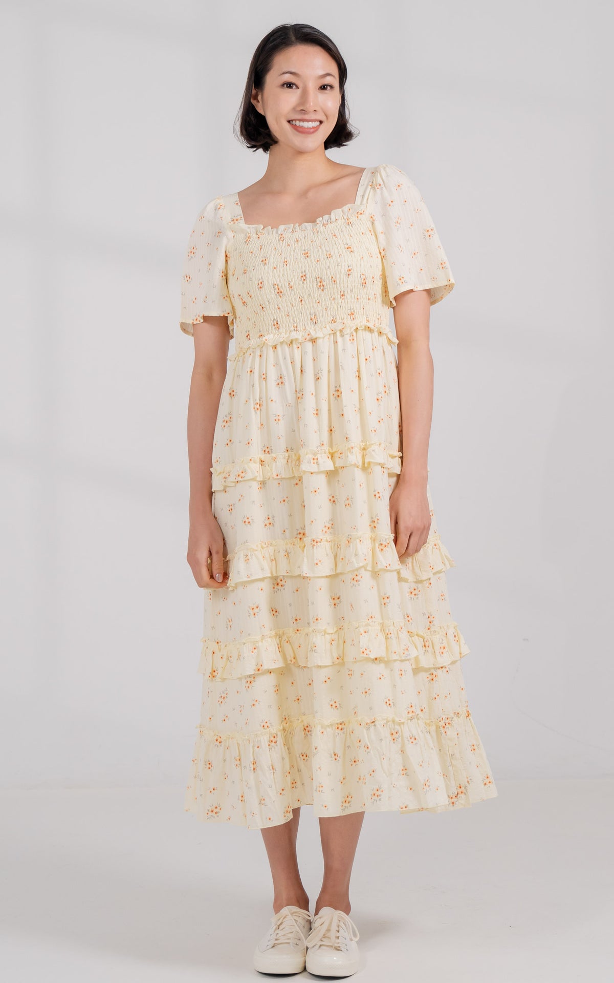 Haven Floral Nursing Dress in Yellow