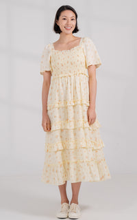 Haven Floral Nursing Dress in Yellow