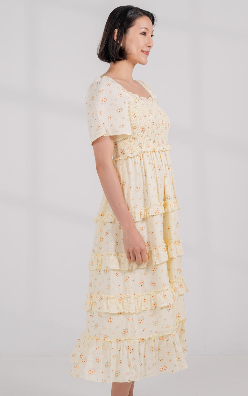 Haven Floral Nursing Dress in Yellow