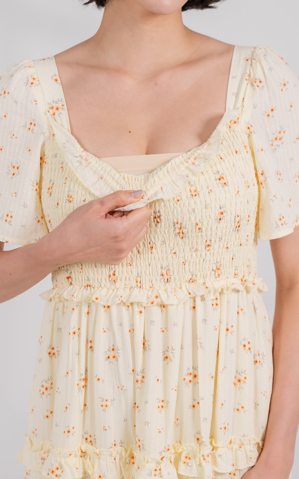 Haven Floral Nursing Dress in Yellow