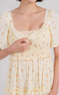 Haven Floral Nursing Dress in Yellow