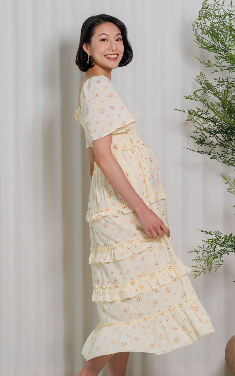 Haven Floral Nursing Dress in Yellow