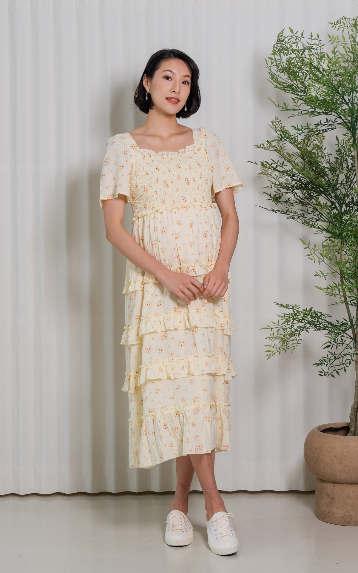 Haven Floral Nursing Dress in Yellow