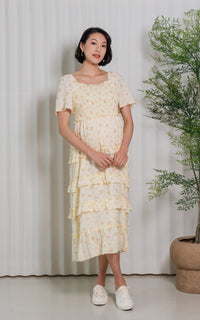 Haven Floral Nursing Dress in Yellow