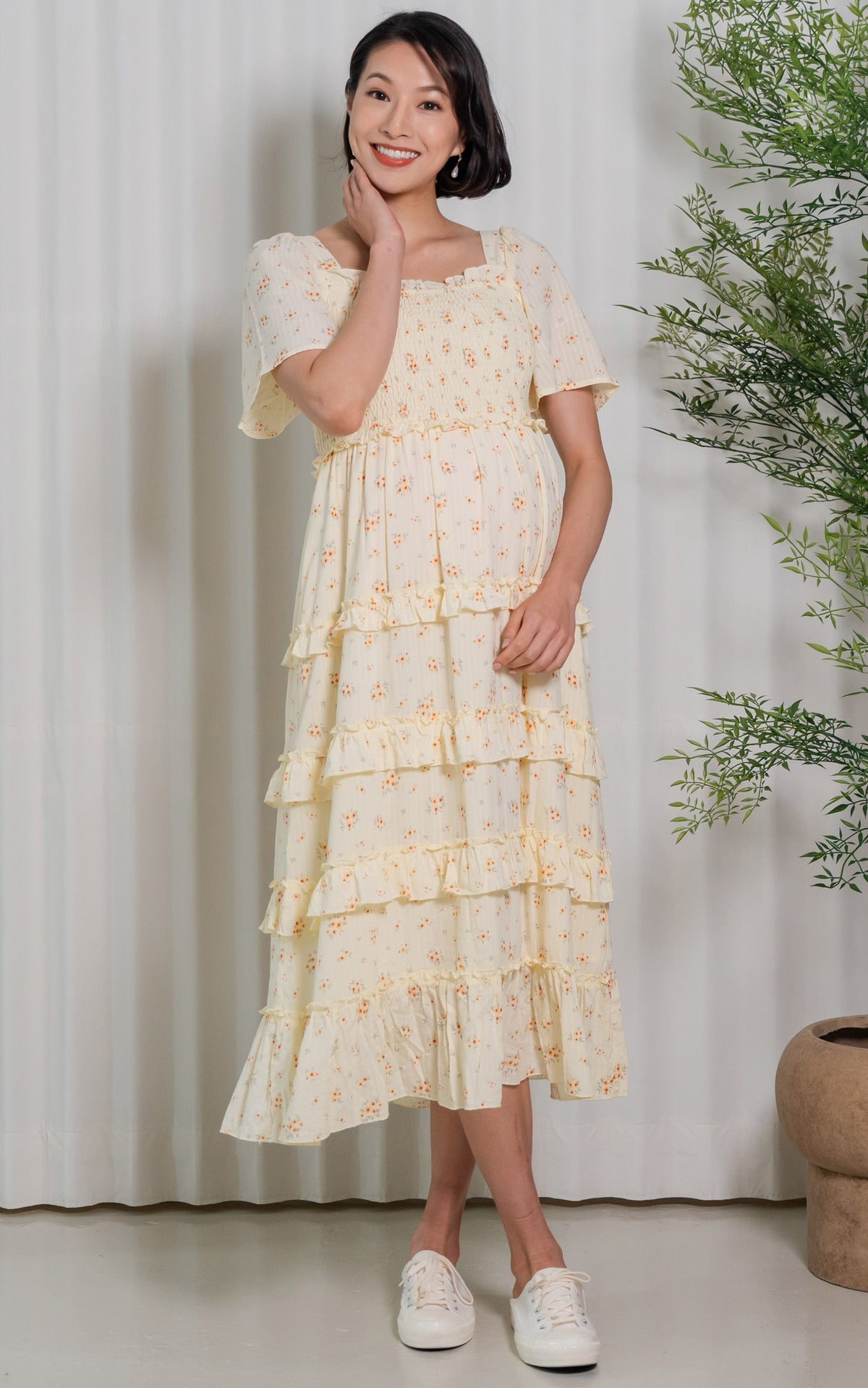 Haven Floral Nursing Dress in Yellow