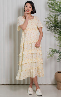 Haven Floral Nursing Dress in Yellow