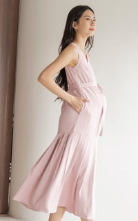Hope Pleated Maxi Dress in Pink