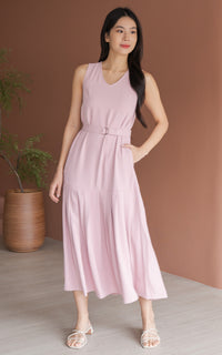 Hope Pleated Maxi Dress in Pink