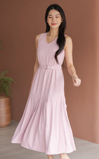 Hope Pleated Maxi Dress in Pink