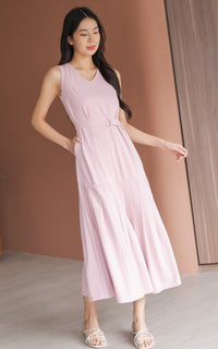 Hope Pleated Maxi Dress in Pink