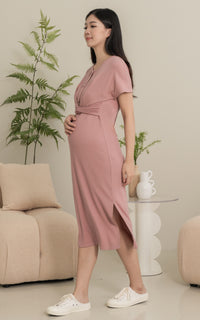 Sloane Knitted Nursing Dress in Pink