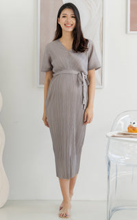 Alexa Pleated Wrapped Nursing Dress