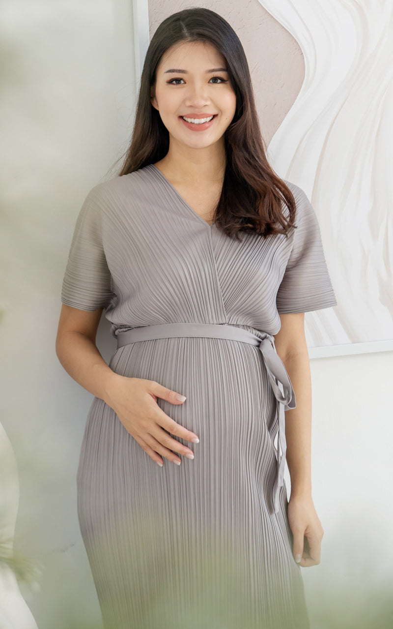 Alexa Pleated Wrapped Nursing Dress