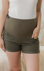 Hadley Maternity Shorts in Army Green