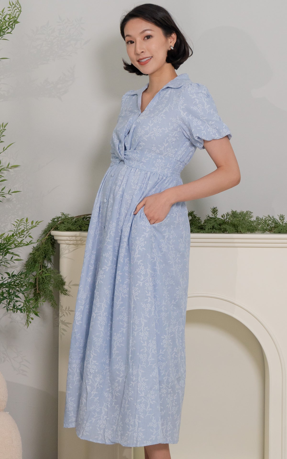 Kailani Nursing Dress in Blue