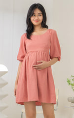 Skylar Bell Sleeves Nursing Dress in Pink
