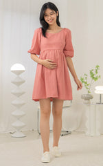 Skylar Bell Sleeves Nursing Dress in Pink