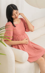Skylar Bell Sleeves Nursing Dress in Pink