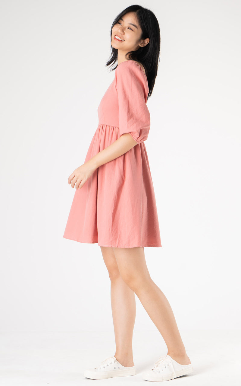 Skylar Bell Sleeves Nursing Dress in Pink