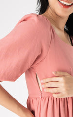 Skylar Bell Sleeves Nursing Dress in Pink