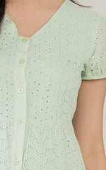 Eva Eyelet Nursing Dress in Sage