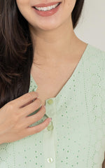 Eva Eyelet Nursing Dress in Sage