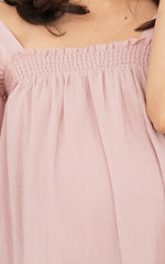 Julia Nursing Dress in Cotton Pink