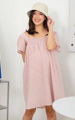 Julia Nursing Dress in Cotton Pink