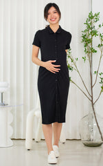 Lianna Ribb Nursing Dress in Black