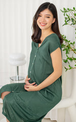 Aaliyah Pleated Nursing Dress in Green