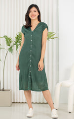 Aaliyah Pleated Nursing Dress in Green