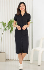 Lianna Ribb Nursing Dress in Black