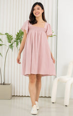 Julia Nursing Dress in Cotton Pink