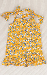 Jade Floral Girls Romper in Yellow