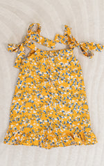 Jade Floral Girls Romper in Yellow