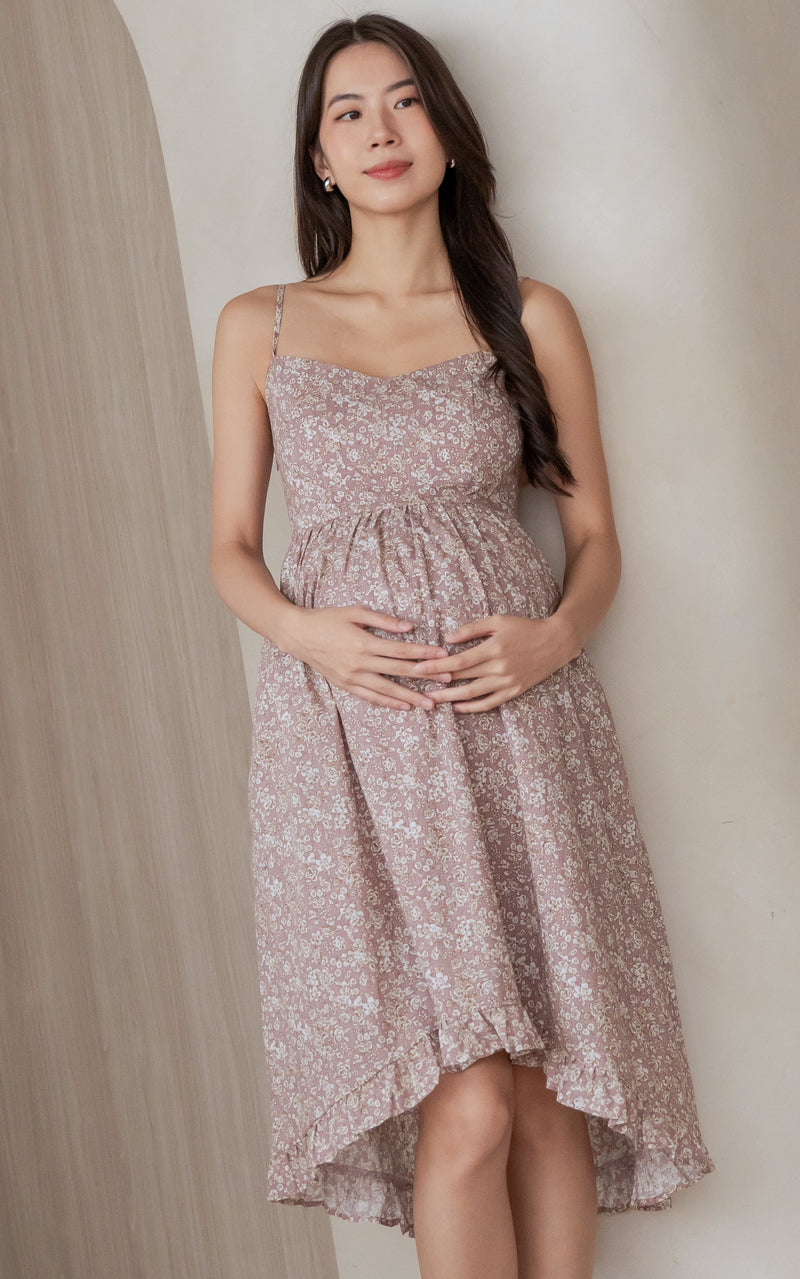 Jane Padded Floral Nursing Dress in Pink