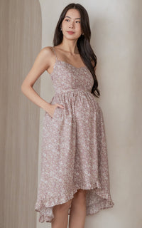 Jane Padded Floral Nursing Dress in Pink