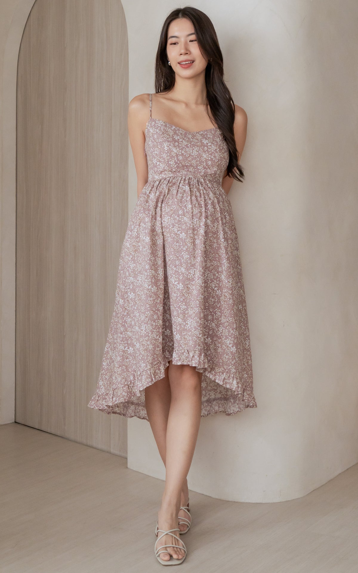 Jane Padded Floral Nursing Dress in Pink