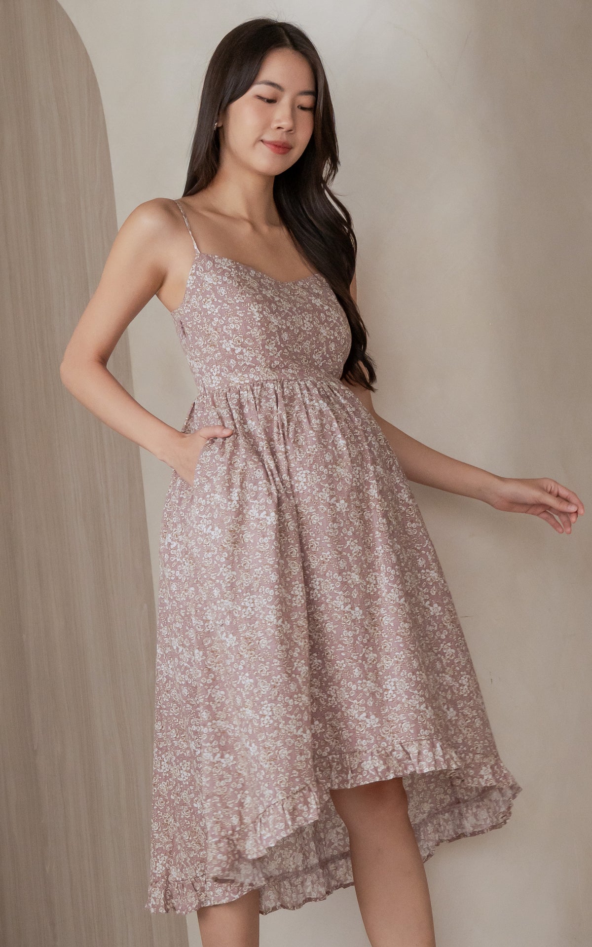 Jane Padded Floral Nursing Dress in Pink