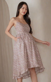 Jane Padded Floral Nursing Dress in Pink